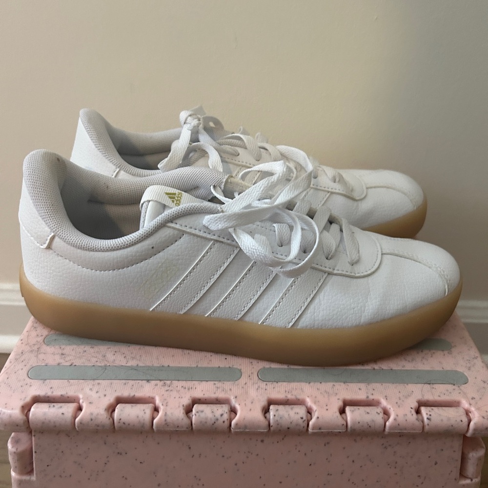 Adidas Women's White and Tan Sneakers